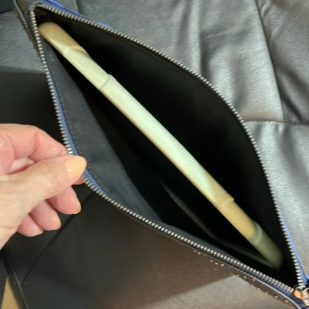 Tablet Sleeve, Banana Republic XLarge Zip Clutch,Floral Navy/Black Vegan Leather